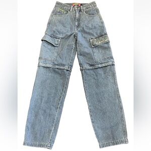 Empyre Zip Off Cargo Jeans Women's Size 0 Convertible Skater Pants Shorts Y2K